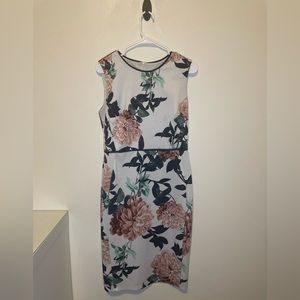 Floral knee length dress.